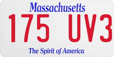 MA license plate 175UV3
