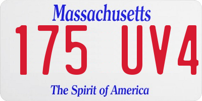 MA license plate 175UV4
