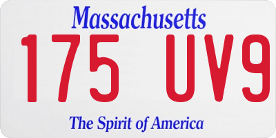 MA license plate 175UV9