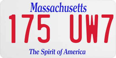 MA license plate 175UW7