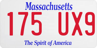 MA license plate 175UX9