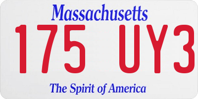 MA license plate 175UY3