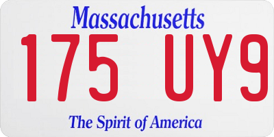 MA license plate 175UY9