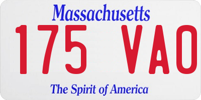 MA license plate 175VA0