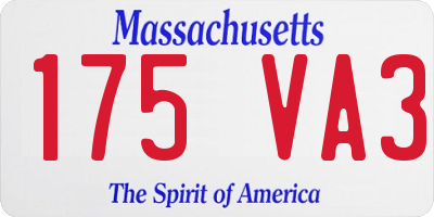 MA license plate 175VA3