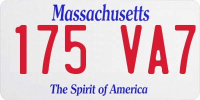 MA license plate 175VA7