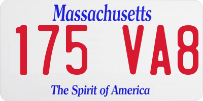 MA license plate 175VA8