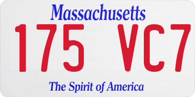 MA license plate 175VC7