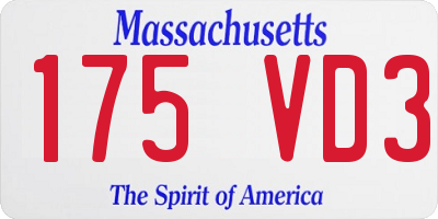 MA license plate 175VD3