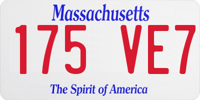 MA license plate 175VE7