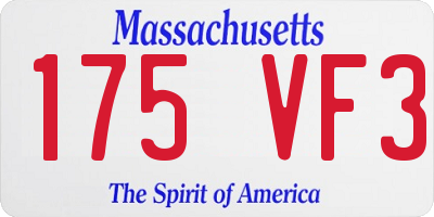 MA license plate 175VF3
