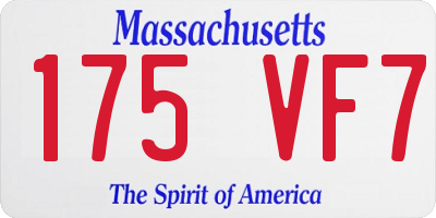 MA license plate 175VF7