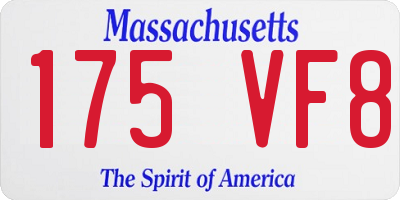 MA license plate 175VF8