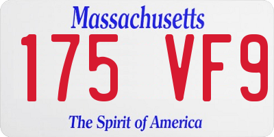 MA license plate 175VF9
