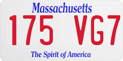 MA license plate 175VG7