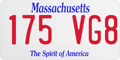 MA license plate 175VG8