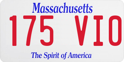 MA license plate 175VI0