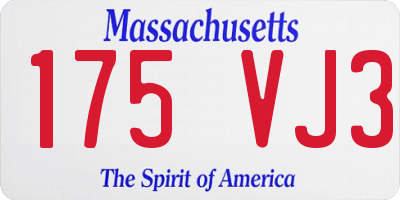 MA license plate 175VJ3