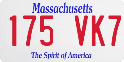 MA license plate 175VK7