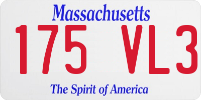 MA license plate 175VL3