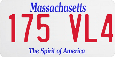 MA license plate 175VL4