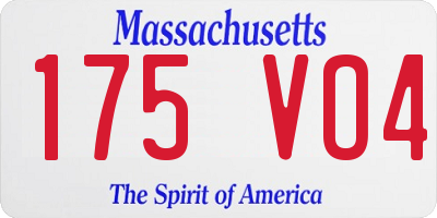 MA license plate 175VO4