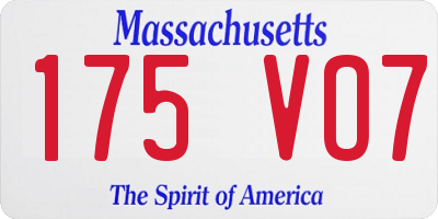 MA license plate 175VO7