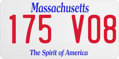 MA license plate 175VO8