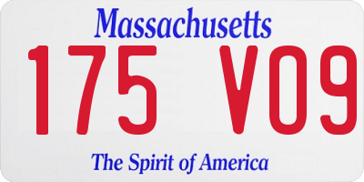 MA license plate 175VO9