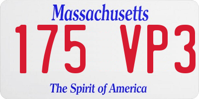 MA license plate 175VP3