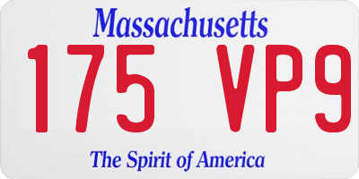 MA license plate 175VP9