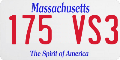 MA license plate 175VS3