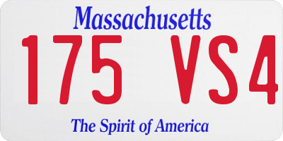 MA license plate 175VS4