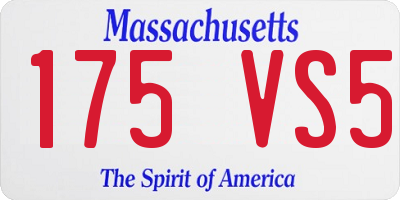 MA license plate 175VS5