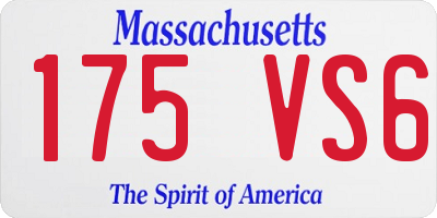 MA license plate 175VS6