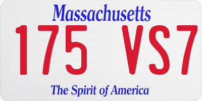 MA license plate 175VS7