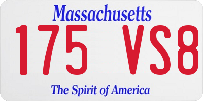 MA license plate 175VS8