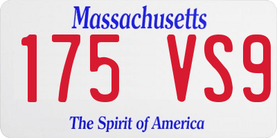 MA license plate 175VS9
