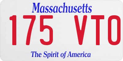 MA license plate 175VT0