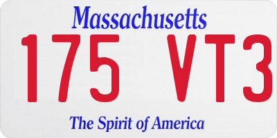 MA license plate 175VT3