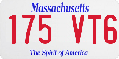 MA license plate 175VT6