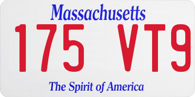 MA license plate 175VT9
