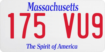 MA license plate 175VU9