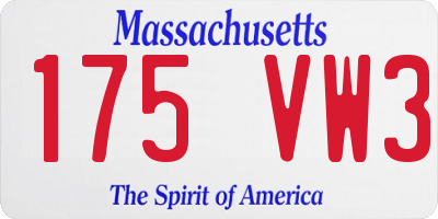 MA license plate 175VW3
