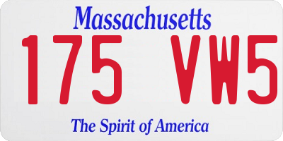 MA license plate 175VW5