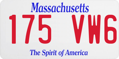 MA license plate 175VW6