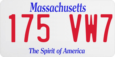 MA license plate 175VW7