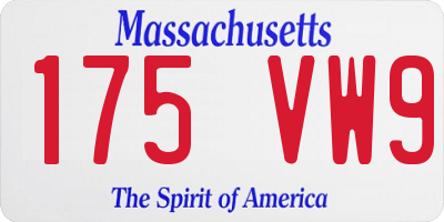 MA license plate 175VW9