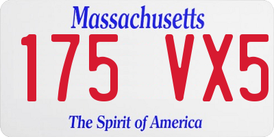 MA license plate 175VX5