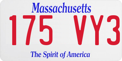 MA license plate 175VY3